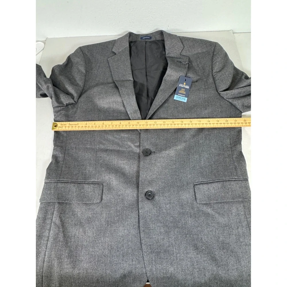 Stafford Men's‎ Dark Charcoal Classic Fit Stretch Comfort Blazer Jacket 42 Reg